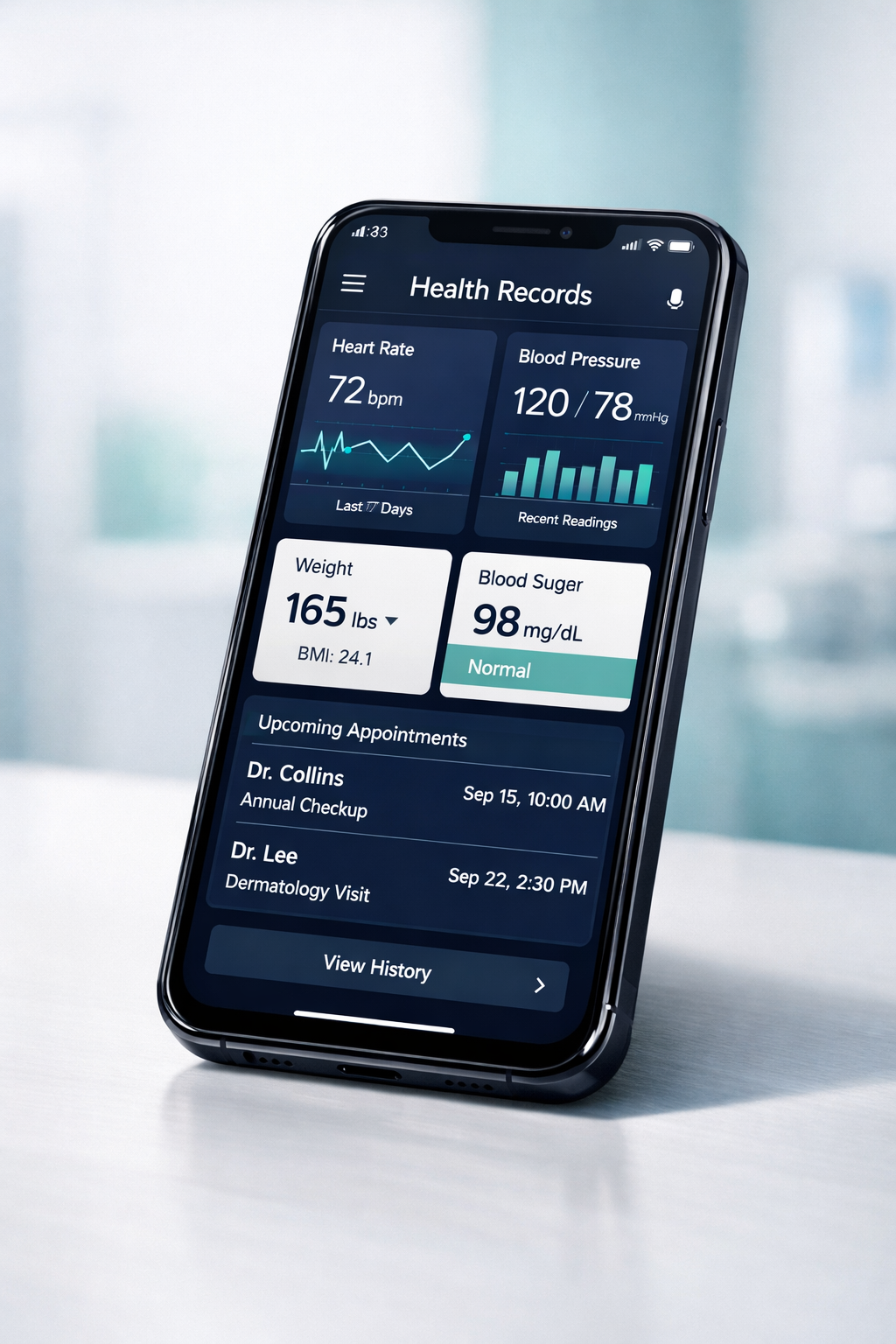 Secure medical records displayed on mobile device
